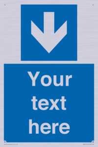 Custom Directional signage blue down arrow 